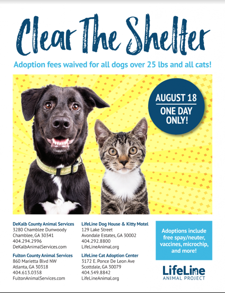clear the shelter, pet adoption event